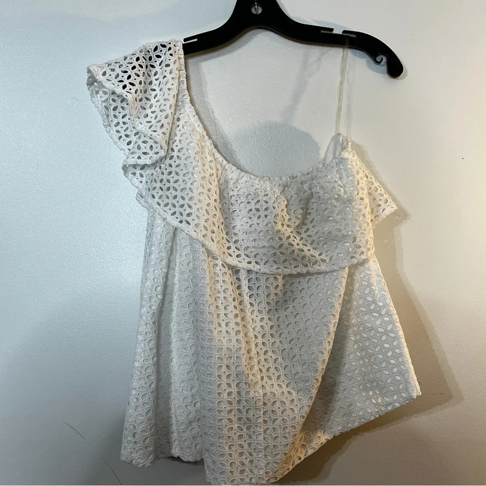 Lauren James Reagan White Eyelet Ruffle Top - Picture 5 of 8